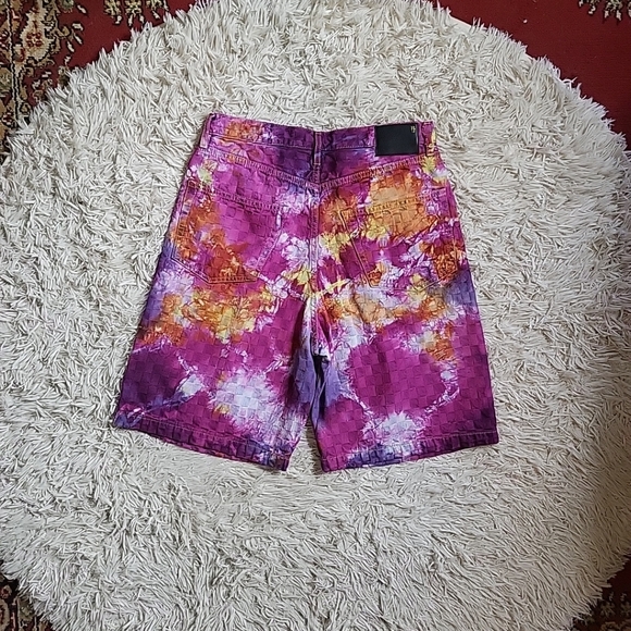 R13 Damon Pleated Relaxed Short Tie Dye Bermuda Shorts Baggy - Picture 12 of 14
